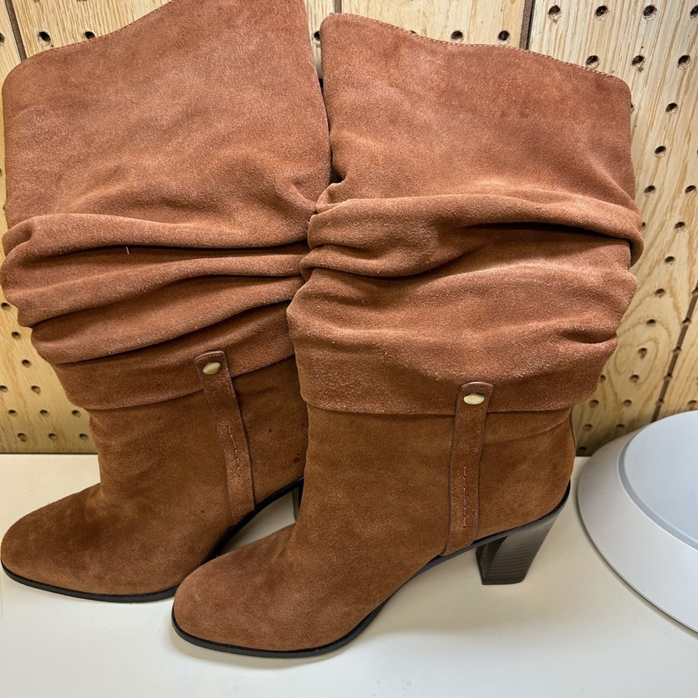 Donald J. Pliner Odessa Brown Suede Boots - Picture 2 of 13